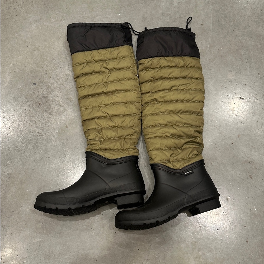 Tretorn Harriet Fleece Lined Knee High Winter Rain Boots Green Black 9 - Picture 5 of 6